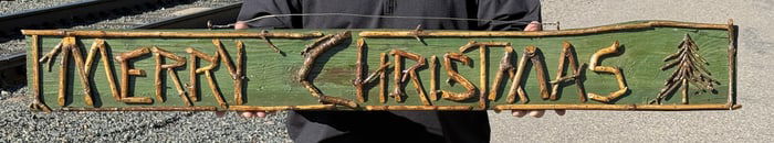 Merry Christmas Folk Art Willow Twig Sign