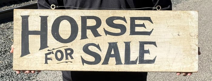 Folk Art Horse For Sale Painted Trade Sign