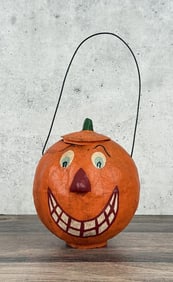 Paper Mache Jack O' Lantern Candy Bucket