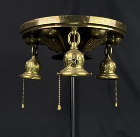 Arts & Crafts Hammered Brass Chandelier Light