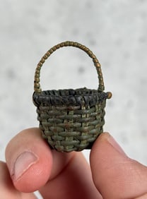 Antique Miniature Folk Art Painted Country Basket