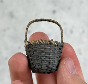 Antique Miniature Folk Art Painted Country Basket