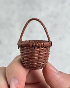 Antique Miniature Folk Art Painted Country Basket