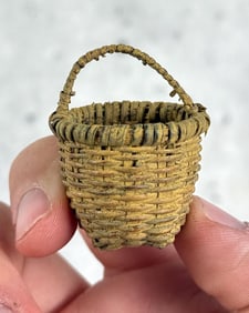 Antique Miniature Folk Art Painted Country Basket