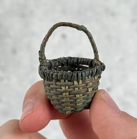 Antique Miniature Folk Art Painted Country Basket