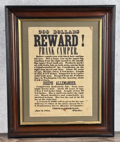 1854 Frank Camper Joseph Allemander Wanted Poster