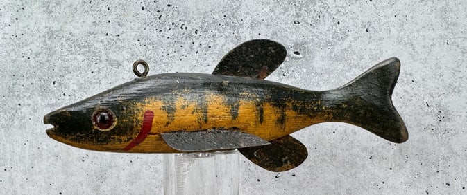 Folk Art Wood Fish Spearing Decoy