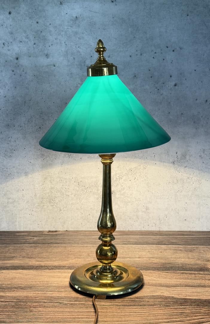 Art Deco Emeralite Desk Bankers Lamp: Rewired and Working Properly. 18 3/4" tall, 10" diameter.