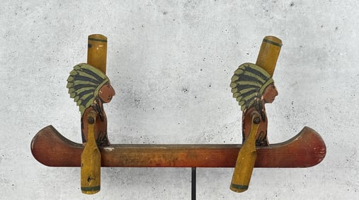 Antique Folk Art Indian in Canoe Whirligig