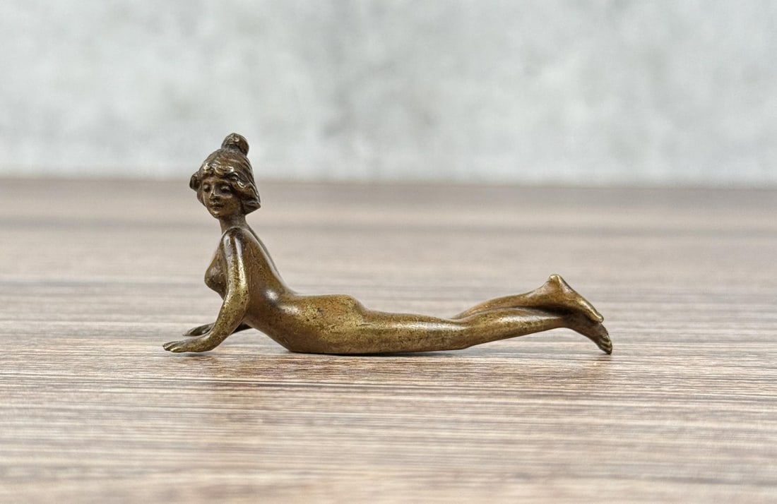 Austrian Vienna Bronze Art Nouveau Nude: 2 1/2" by 1 1/8" by 5/8"