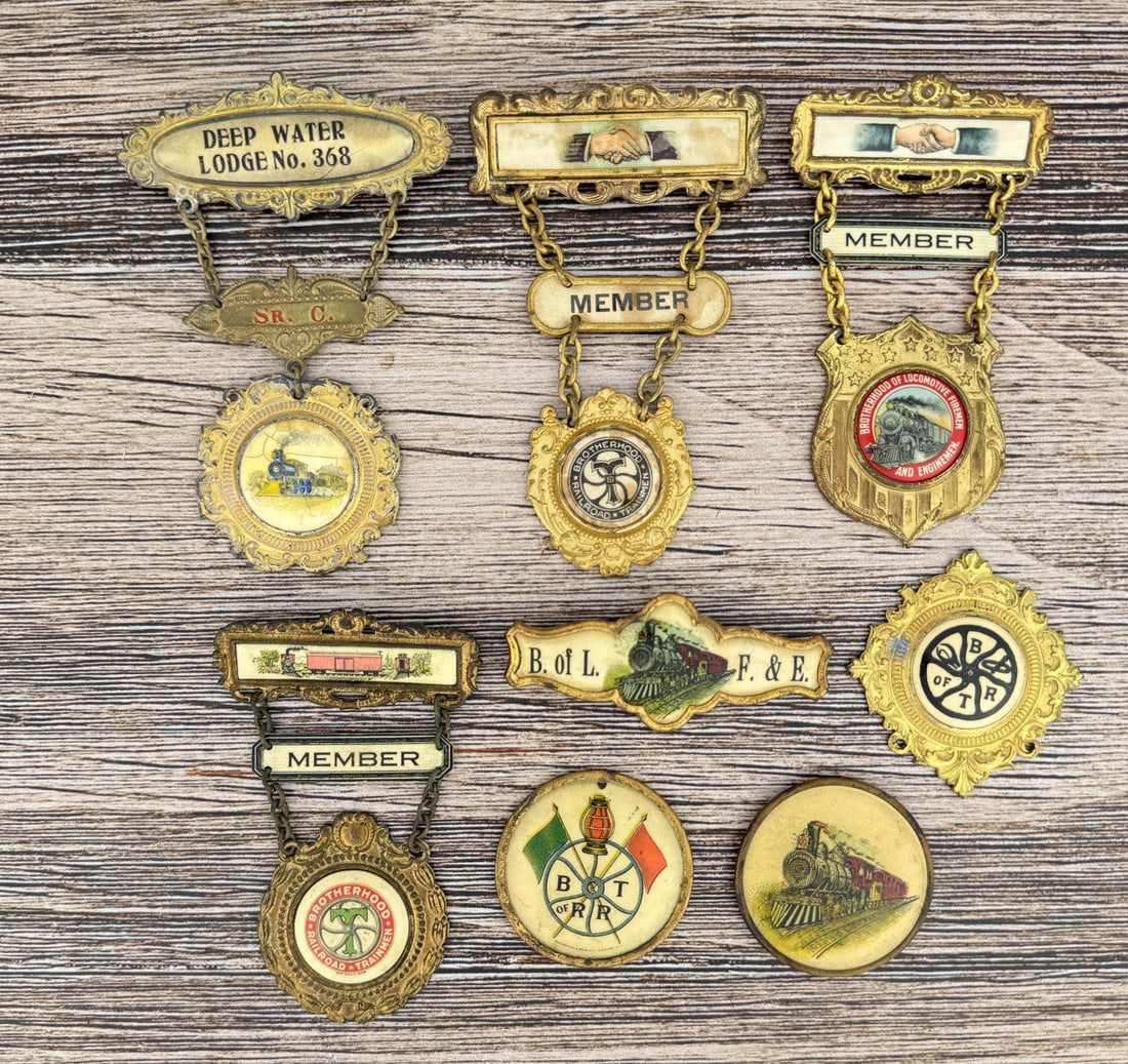 Group Of Railroad Union Badges: Nice grouping