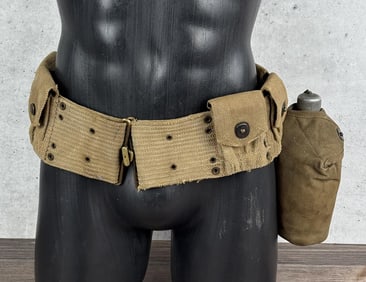 WW1 WWI Mills Ammo Belt With Canteen & Medic Pouch
