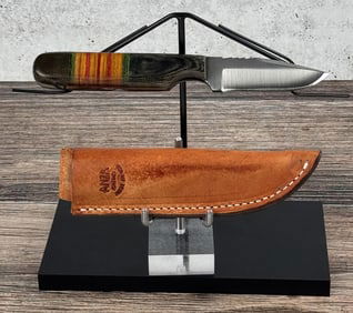 Anza USA Micarta Leather Hunting Knife