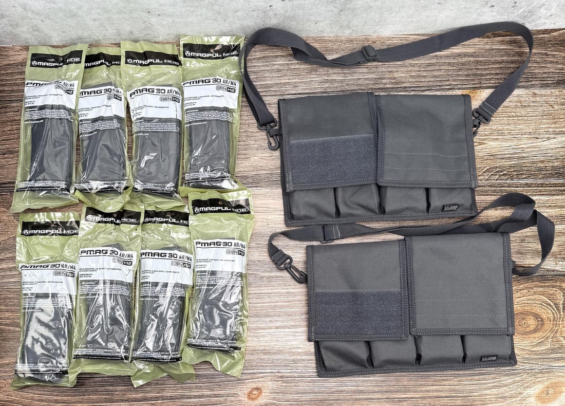 Magpul Pmag 30 AR M4 Magazines & Carriers: Lot includes eight 30 round magazines and two carriers. No sales to the following areas, a bid from any of these restricted areas will result in immediate termination of your ability to place bids wit