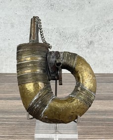 Ottoman Islamic Yemen Brass Powder Flask