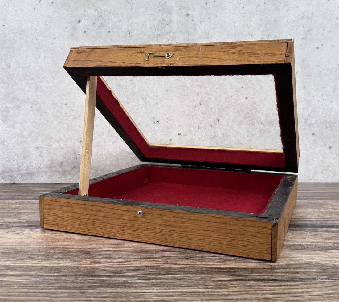 Wood Display Showcase: 12 7/8" by 12 3/8" by 3 1/4"