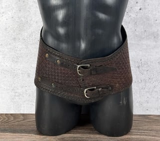 Tooled Leather Rodeo Bronc Rider Kidney Belt