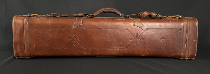 Red Head Tooled Leather Leg of Mutton Shotgun Case