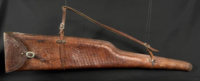 Tooled Leather Dragon Scale Rifle Scabbard