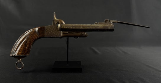 Civil War Double Barrel 10mm Bayonet Pistol