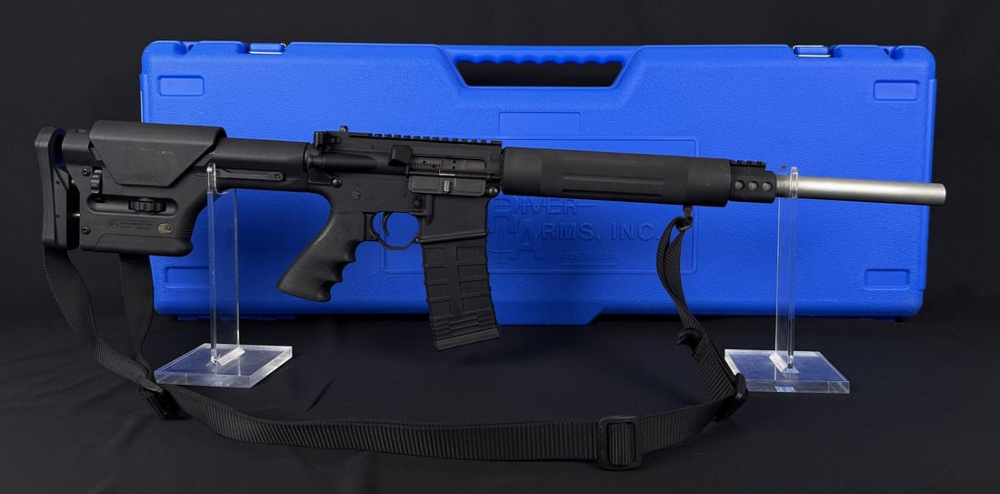 Rock River Arms LAR-15 AR-15 Rifle: 18" heavy barrel. With original case, Magpul PRS stock, Tapco magazine. Requires FFL Transfer, C&R not accepted. No sales to the following areas, a bid from any of these restricted areas will result i