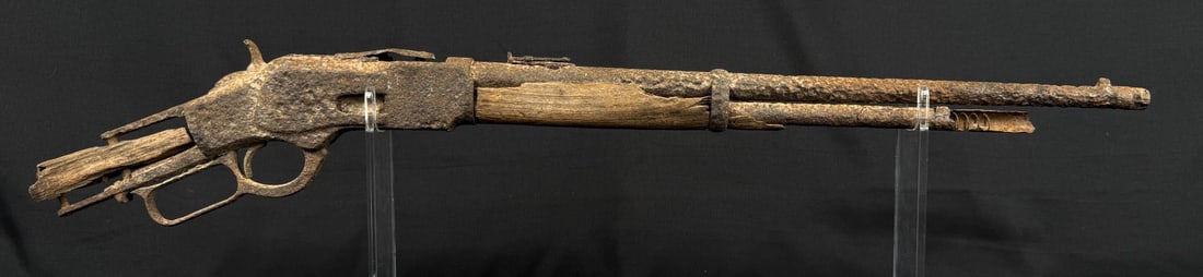 Montana Dug Winchester Model 1873 Rifle: Saddle Ring Carbine. Dug condition. Barrel is 20" Long. Antique, does not require FFL transfer. No international sales.