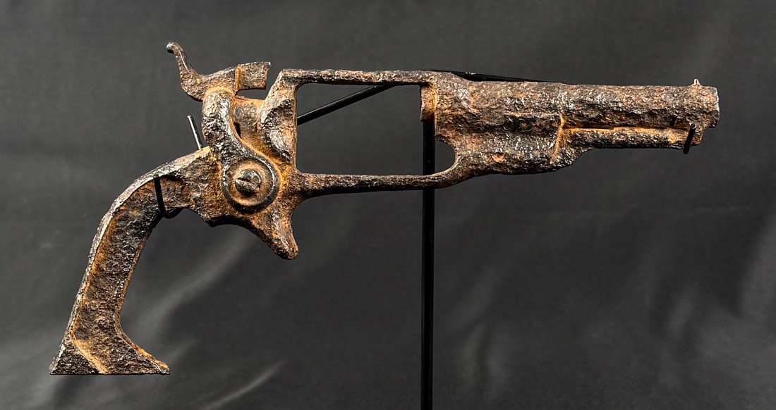 Montana Dug Colt Root Revolver: Dug condition. Barrel is 3 1/2" Long. Antique, does not require FFL transfer. No international sales.