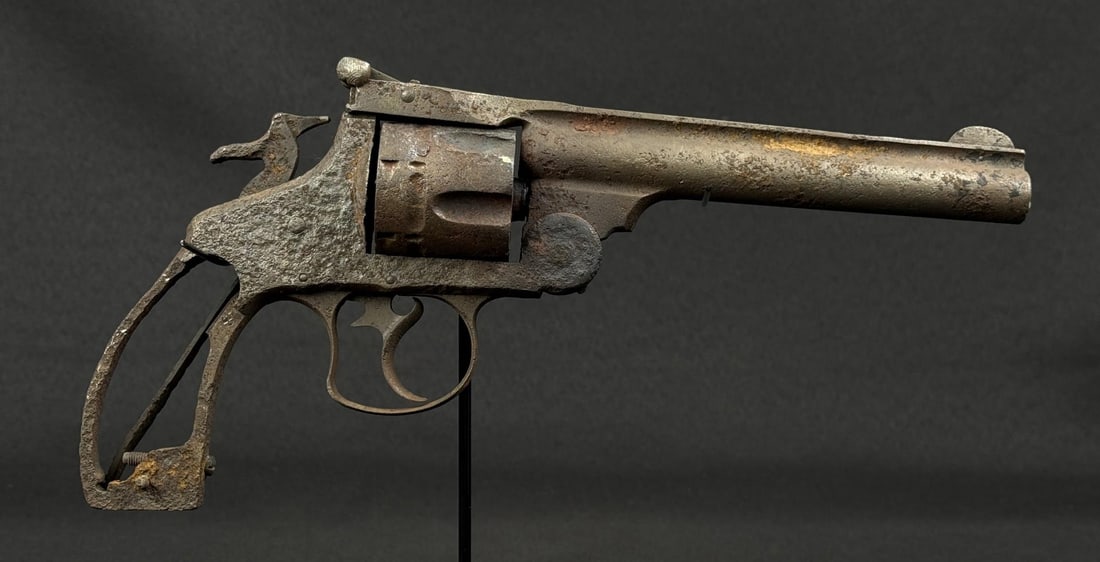 Montana Dug Smith & Wesson Top Break Revolver: Dug condition. Barrel is 6" Long. Antique, does not require FFL transfer. No international sales.