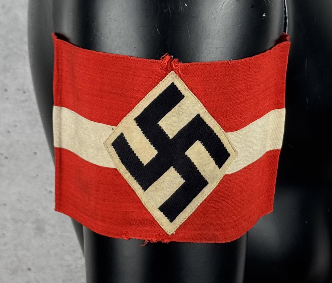 WW2 German Hitler Youth HJ Arm Band: 7 3/4" long by 4 3/8" wide.
