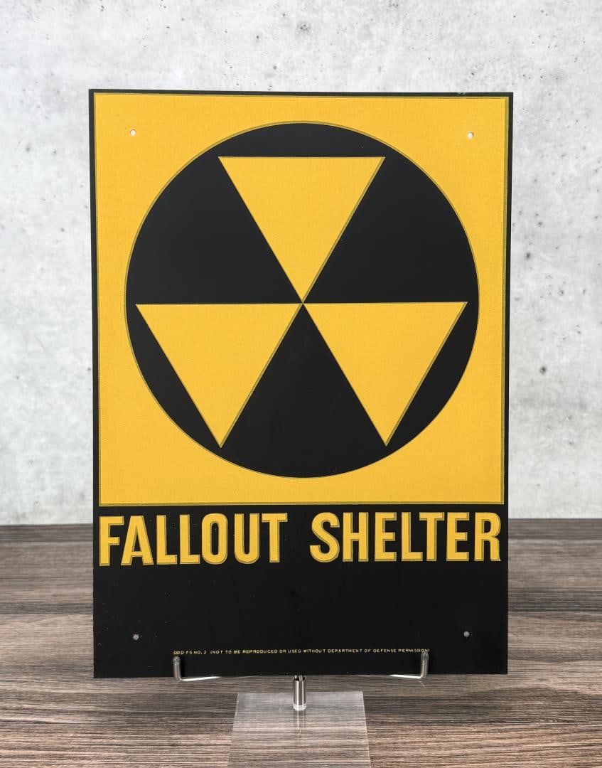 US Department of Defense Fallout Shelter Sign: Vietnam War. 1963. Original. 10" by 14".