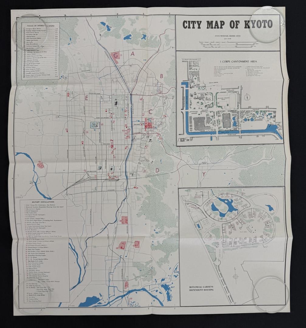 US Occupation Kyoto Japan City Map: 20 1/4" by 22 1/4". 2nd Edition.