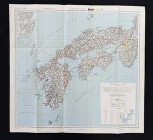 WW2 1945 US Army Officers Map of Southern Japan