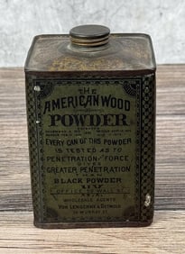American Wood Powder Tin Gun Powder