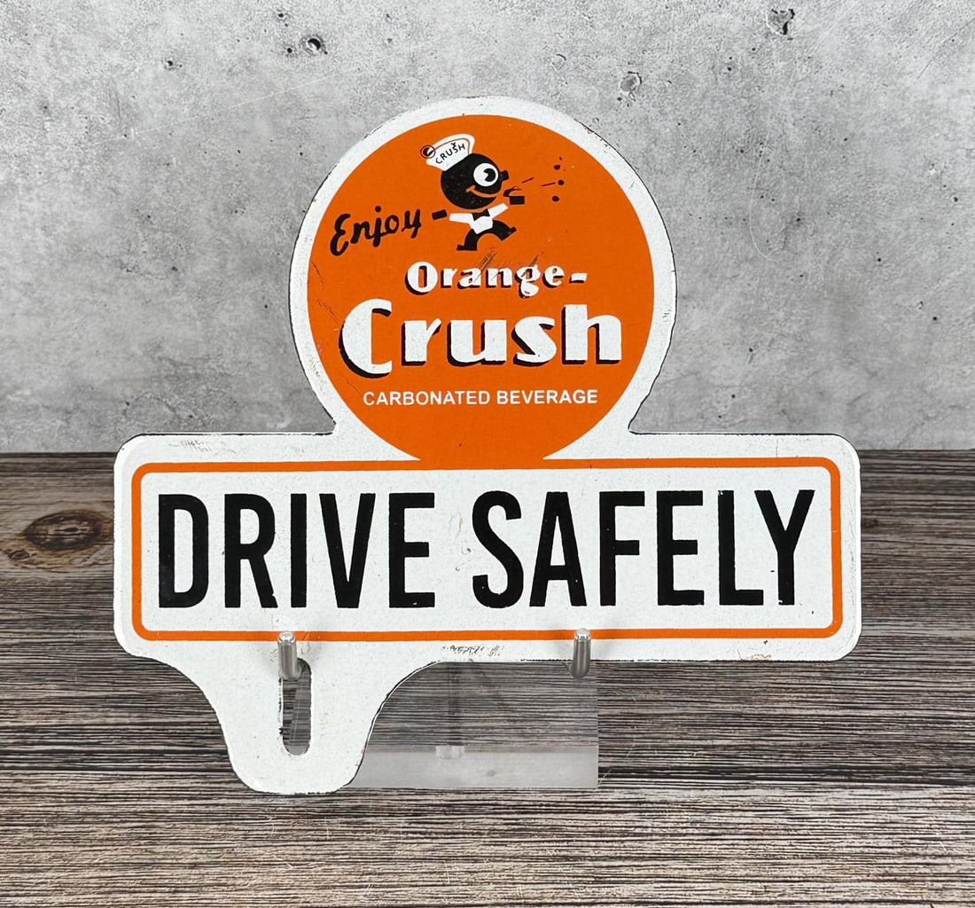 Porcelain Orange Crush License Plate Topper: Contemporary. 7 5/8" by 6 3/8"