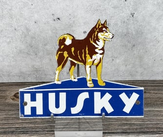 Porcelain Husky Oil Dog Sign