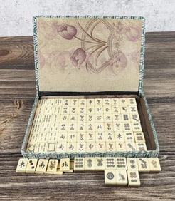 Antique Chinese Bone Mahjong Tile Set