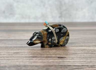 Zuni Carved Picasso Marble Bear Fetish