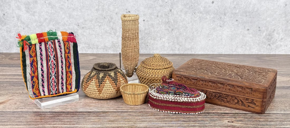 Indigenous Textiles Box and Baskets: Nice grouping