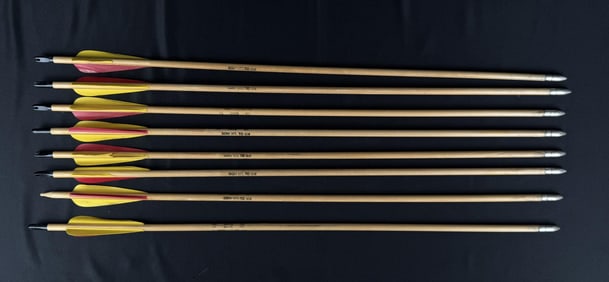 Set of 8 Wood Archery Arrows