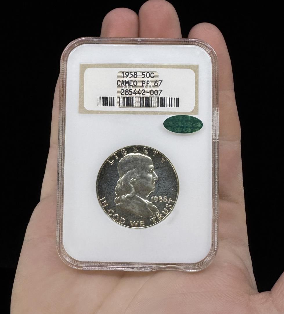 1958 Franklin Silver Half Dollar NGC PF67 CAC (1 of 3)