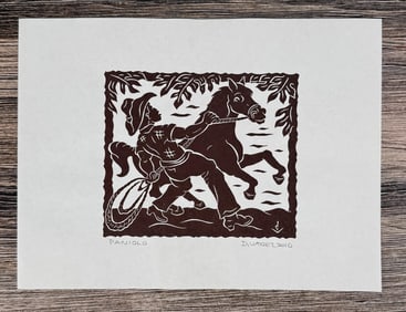 Dietrich Varez Paniolo Hawaiian Woodblock Print