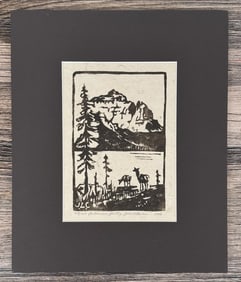 John Louis Clarke Glacier Park Montana Linocut