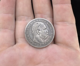 1876 B German Empire Silver 2 Mark Coin