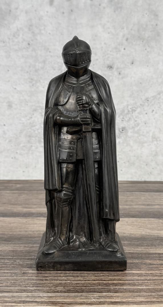 Knight in Armor Figural Inkwell: 9 1/4" tall, 3 1/4" diameter.