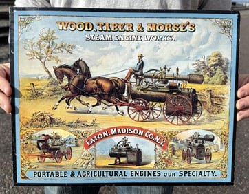 Wood Taber & Morse's Steam Engine Tin Sign