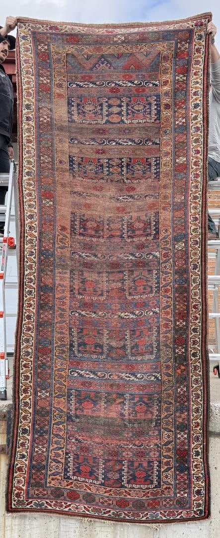 Antique Qashqai Persian Oriental Rug: 56" by 130".