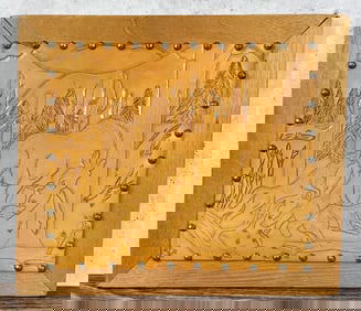 Moose & Wolves Tooled Leather Wall Art