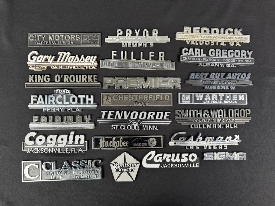 Large Collection Of Car Dealership Badges: Nice grouping