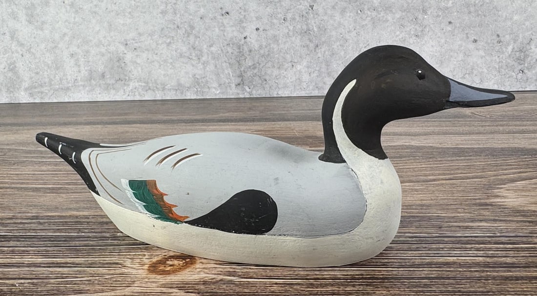 Carved Wood Pintail Duck Decoy: 11 3/8" by 4 1/4" by 3 3/4"