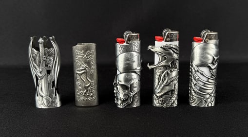 Group Of Novelty Biker Cigarette Lighter Holders